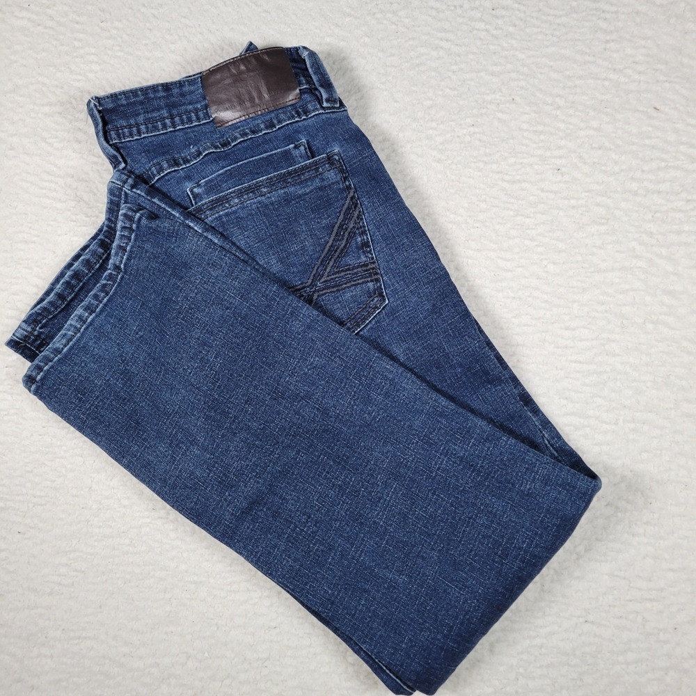 TK Axel Jeans Mens 34x32 Blue Slim Boot Dark Wash Stretch Denim Embroidered